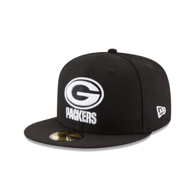 Black Green Bay Packers Hat - New Era NFL 59FIFTY Fitted Caps USA8926751